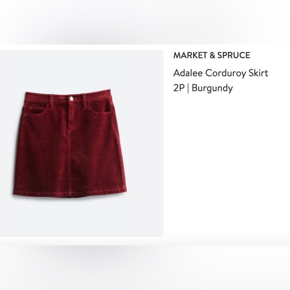 Burgundy corduroy mini skirt